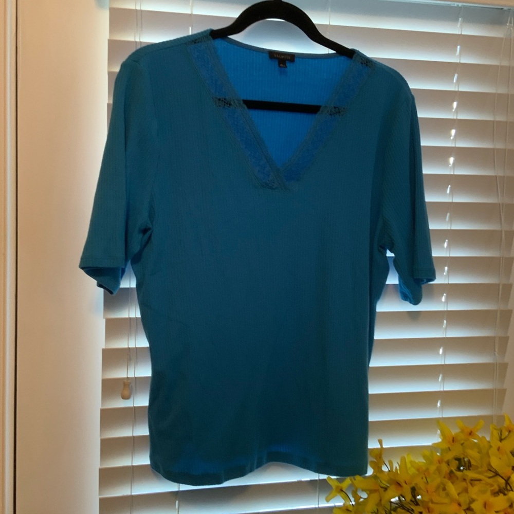 Talbots Teal V-Neck Short Sleeve Top